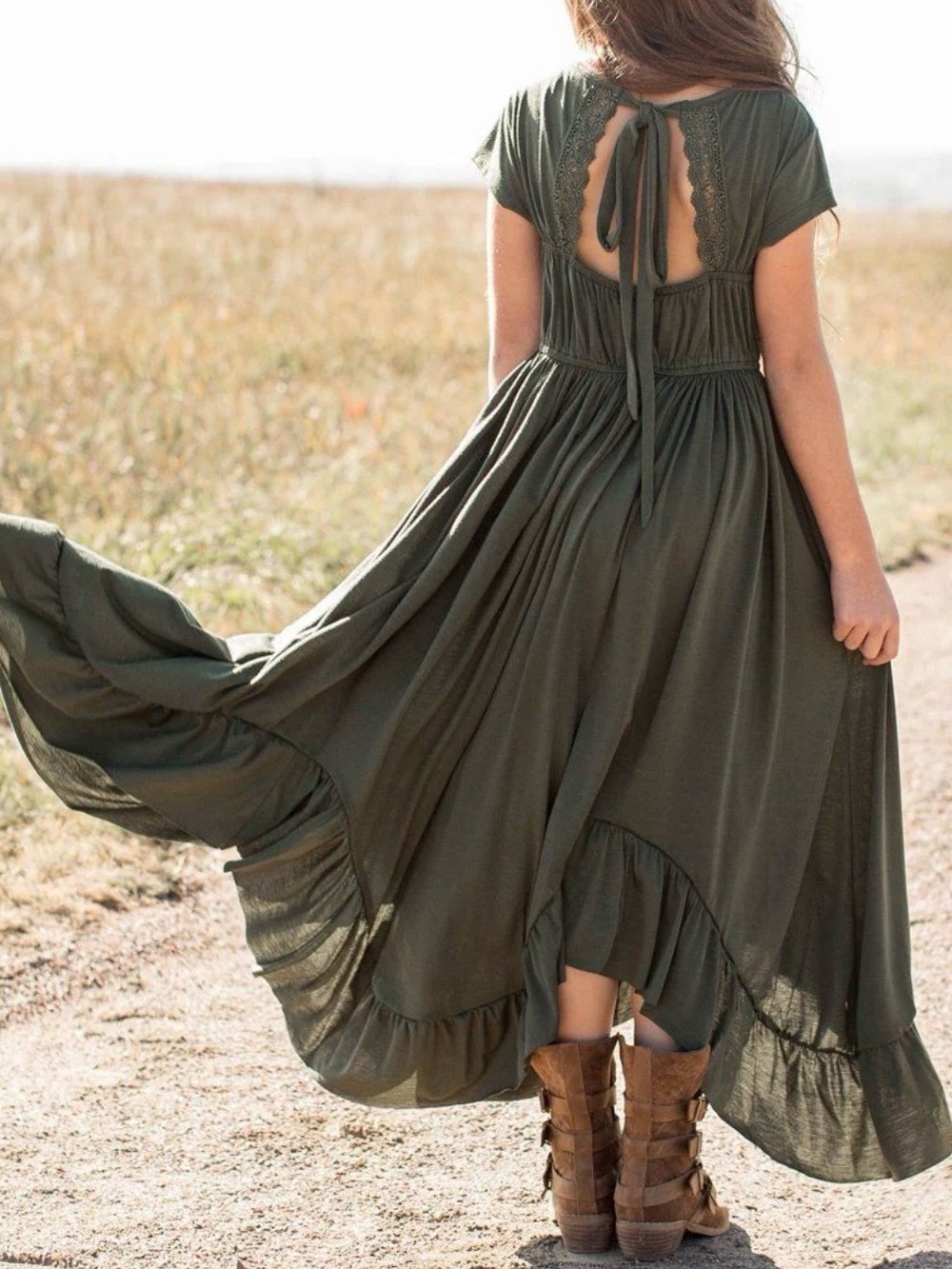 Joyfolie Braelyn Dress in Olive Size 14 - Picture 3 of 5